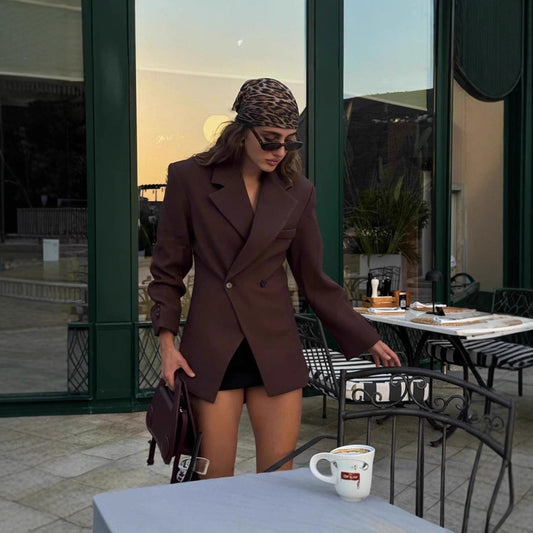 Women's elegant double-breasted blazer jacket with high-quality fabric NOVAE