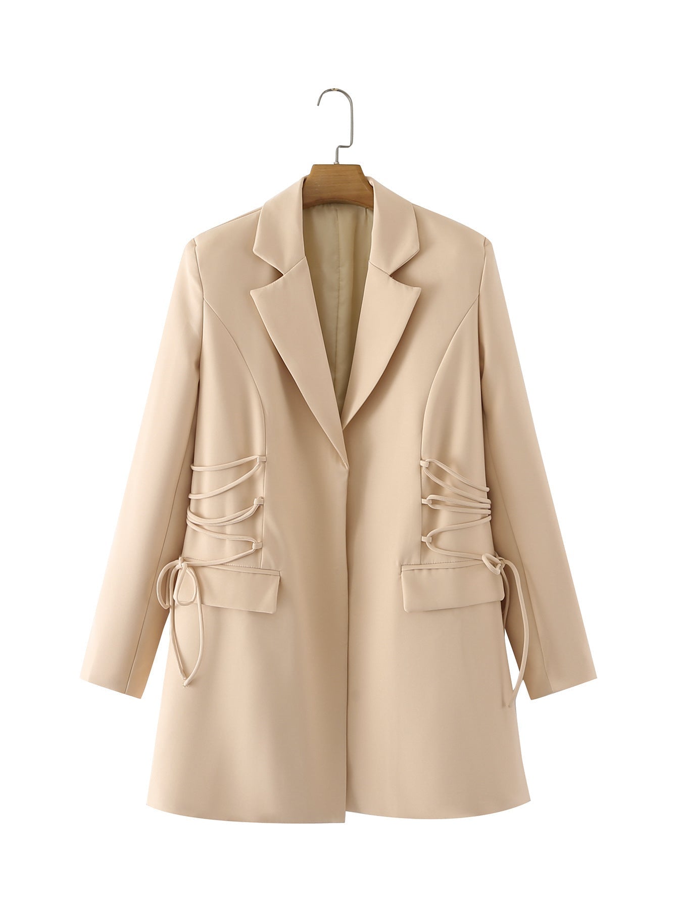 Women's fashionable blazer with sophisticated lacing details and practical pockets NOVAE