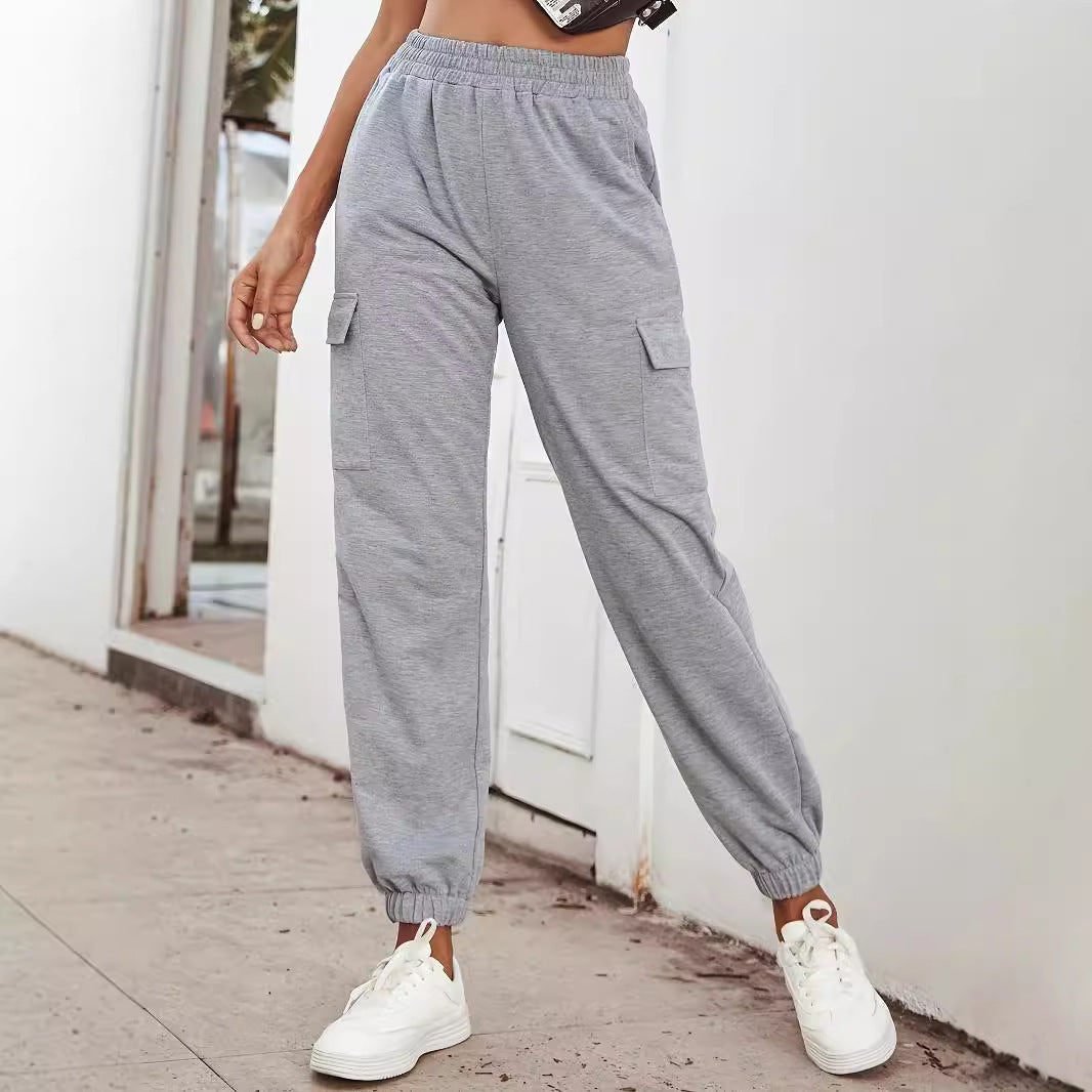 Women's cargo trousers with elasticated waistband and practical pockets NOVAE