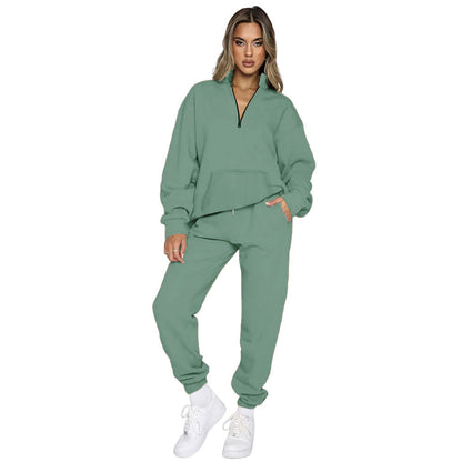 Women's Comfortable Leisure Outfit with High Collar and Kangaroo Pocket NOVAE