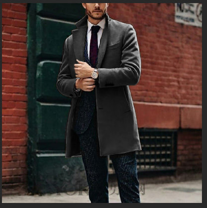Men's elegant wool coat with stylish lapel and practical side pockets NOVAE