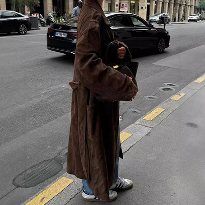 Women's Elegant Suede Trench Coat with a Generous Cut NOVAE