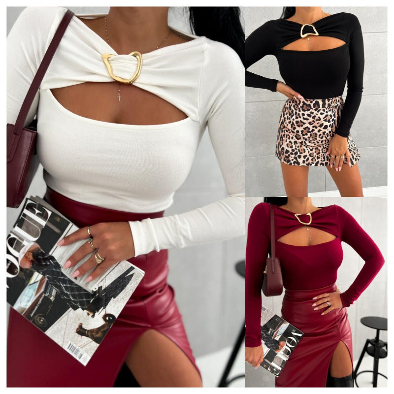 Women's top with elegant cut-out and long sleeves NOVAE