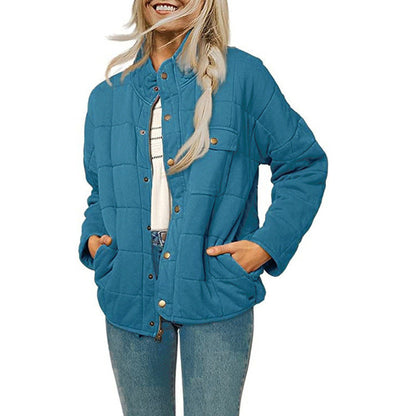 Women's quilted jacket with decorative button NOVAE