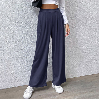 Women's wide-leg chino trousers with elegant pleats and high waist NOVAE