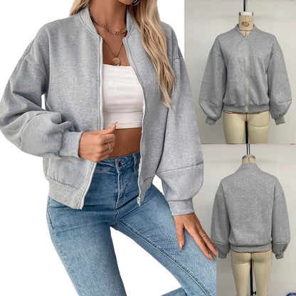 Women's sporty sweatshirt jacket with voluminous sleeves and high collar NOVAE
