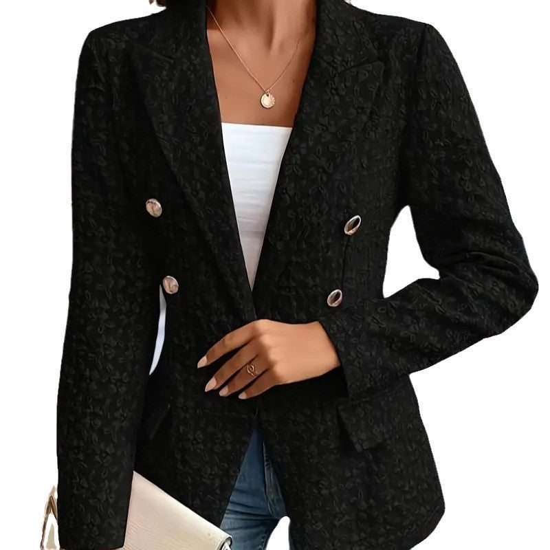 Women's Elegant Blazer with Textured Pattern and Double Button Placket NOVAE