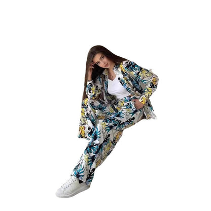 Women's casual leisure lounge set with floral pattern NOVAE