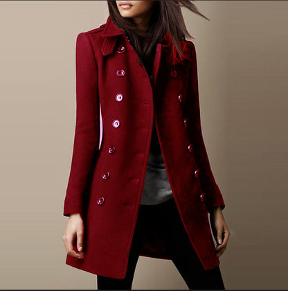 Women's fashionable city coat with double-button closure and classic details NOVAE