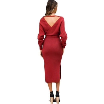 Women's wrap-style knit dress with fitted design NOVAE