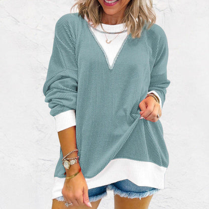 Women's casual V-neck sweater in textured material NOVAE