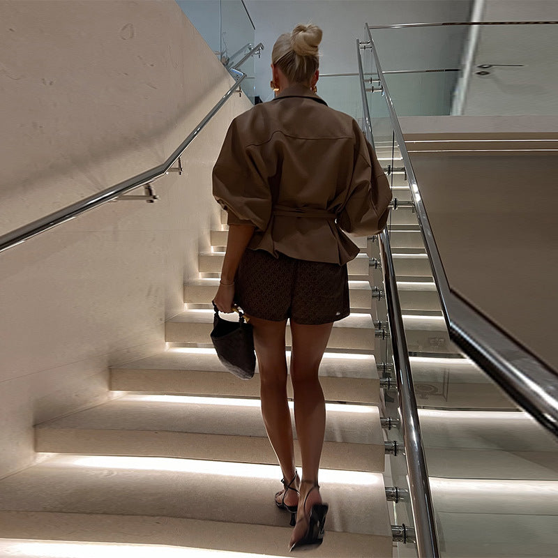 Women's Designer Blazer Jacket with Tie Belt NOVAE