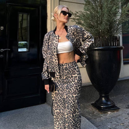 Women's sporty bomber jacket and midi skirt set NOVAE