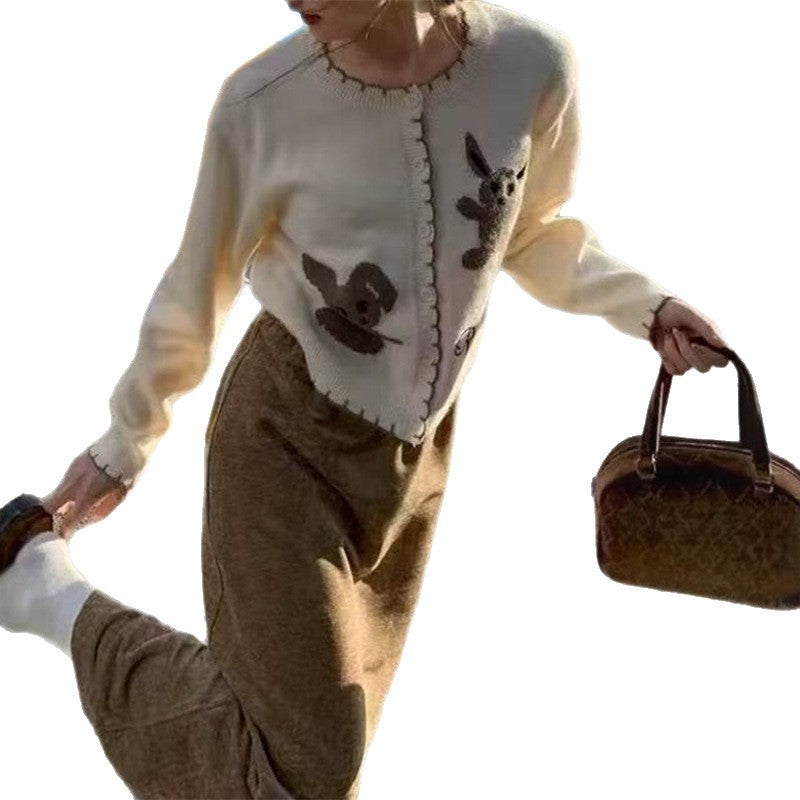 Women's playful cardigan with animal motif and button details NOVAE