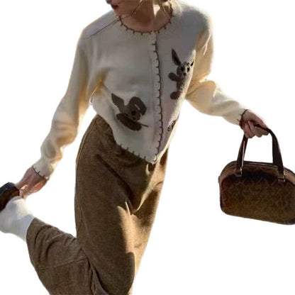 Women's playful cardigan with animal motif and button details NOVAE