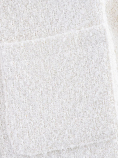 Women's elegant short-sleeved pullover jacket with pearl-decorated buttons and patch pockets NOVAE