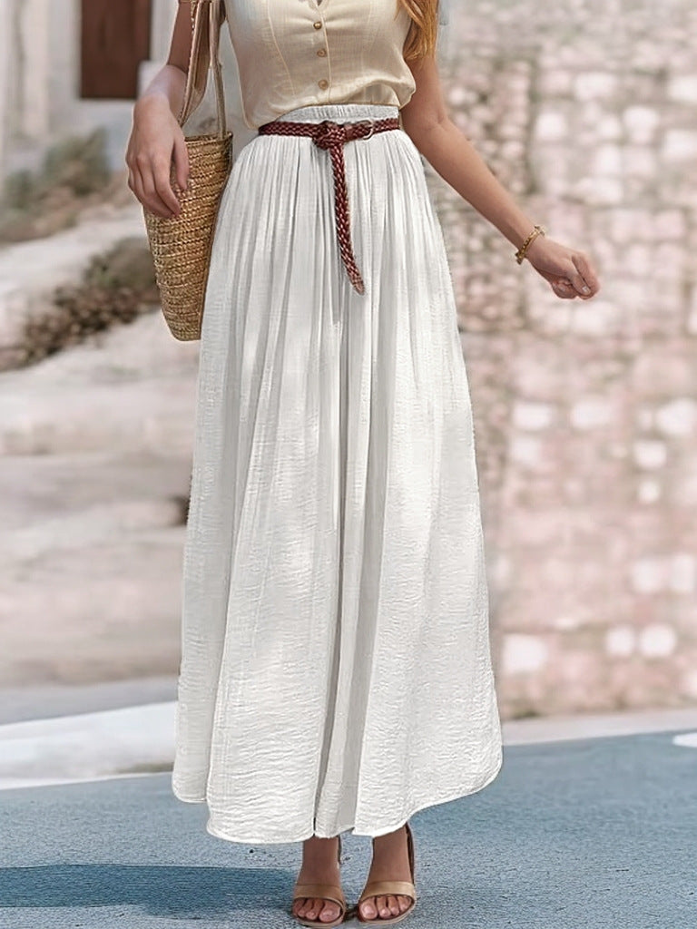 Women's Long Maxi Skirt with Elastic Waistband and Flowing Fabric NOVAE