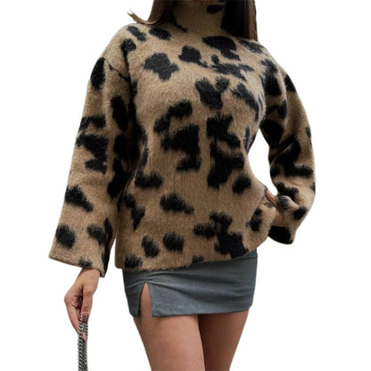 Women's oversized sweater with leopard print NOVAE