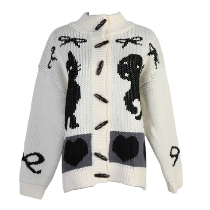 Women's cardigan with playful animal motifs and button detailing NOVAE