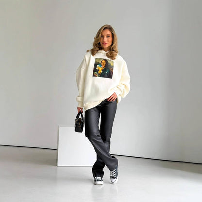 Women's Oversized Hoodie with Creative Art Motif NOVAE