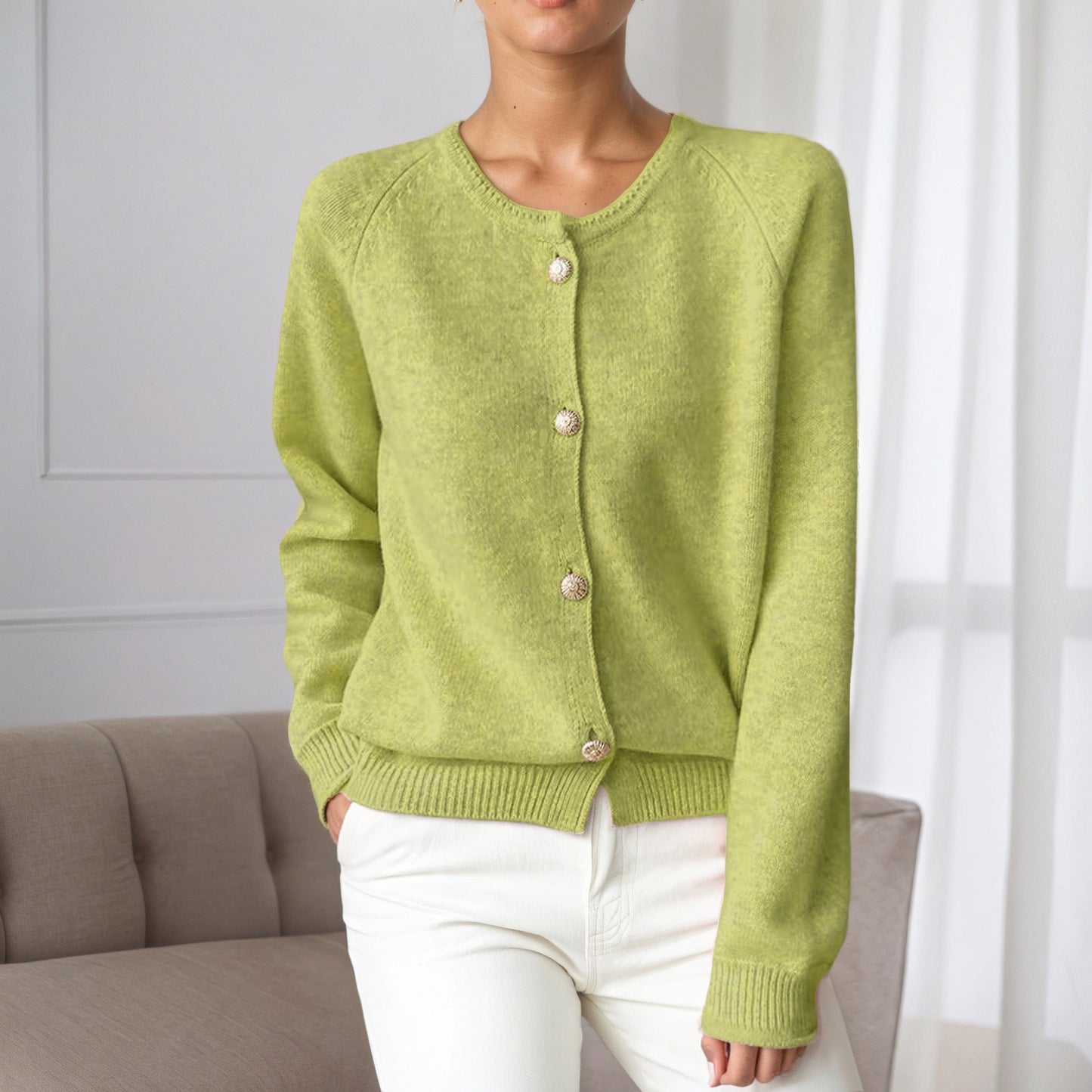 Women's cozy knit cardigan with button details and elasticated cuffs NOVAE