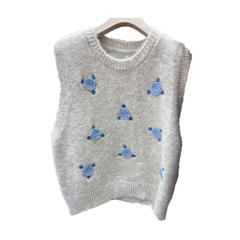 Women's knitted sweater with floral pattern NOVAE