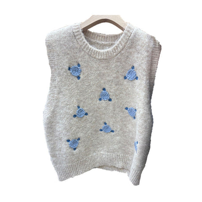 Women's knitted sweater with floral pattern NOVAE