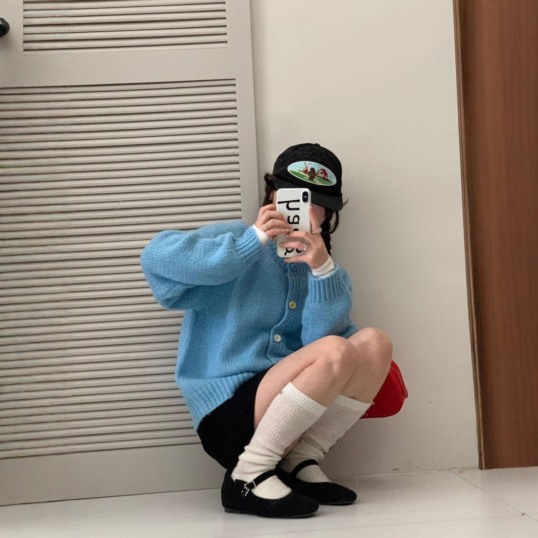 Women's Cozy Cardigan with Colorful Buttons and a Relaxed Fit NOVAE