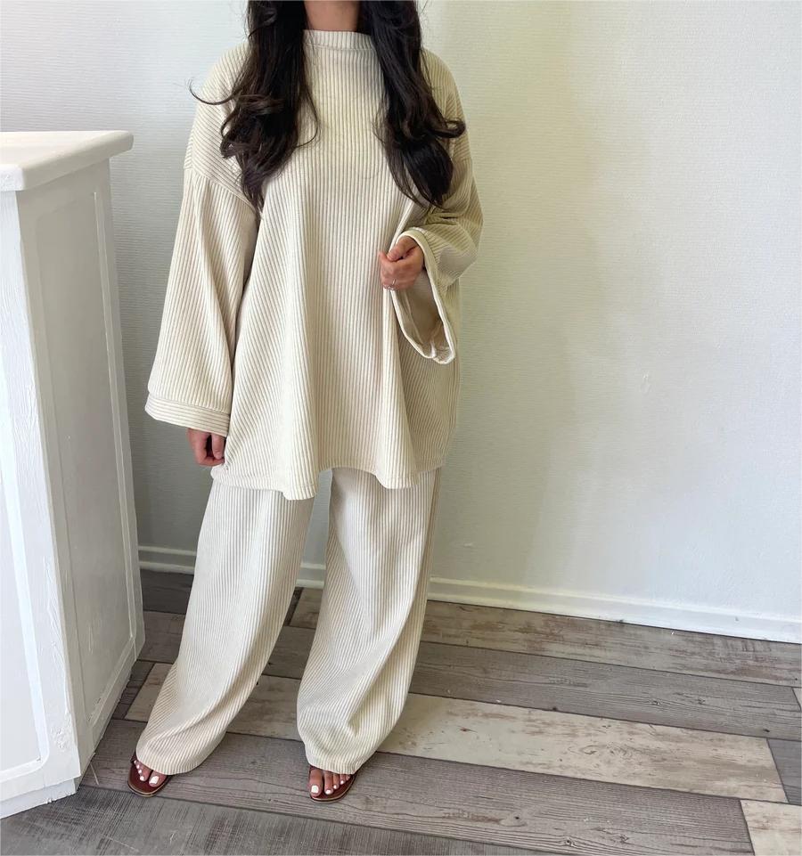 Women's Comfortable and Stylish Ribbed Knit Lounge Set NOVAE