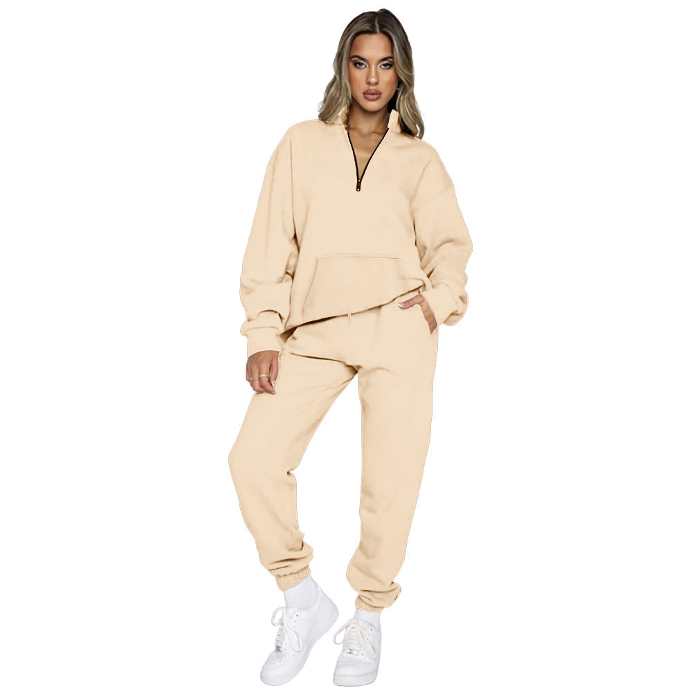 Women's Comfortable Leisure Outfit with High Collar and Kangaroo Pocket NOVAE