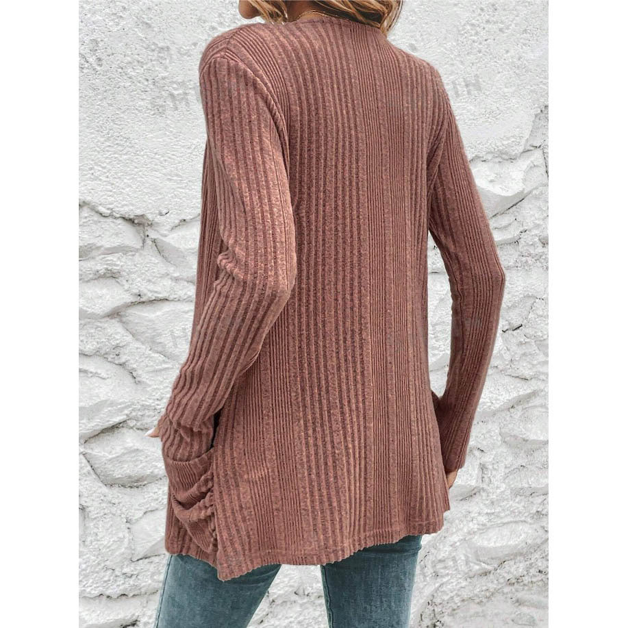Women's cardigan with fashionable ribbed design and practical pockets NOVAE