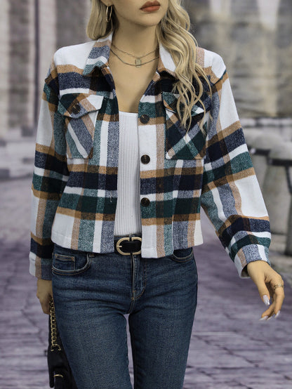 Women's Checkered Flannel Jacket with Pockets NOVAE