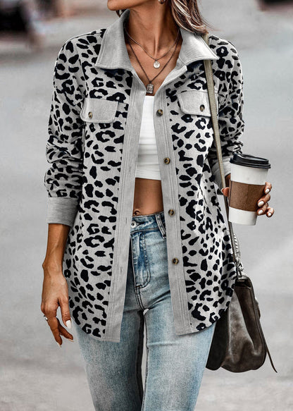 Women's Oversized Leopard Print Shirt Jacket NOVAE