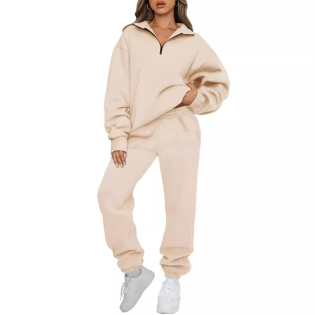 Women's casual hoodie tracksuit with zip and waistband-free trousers NOVAE