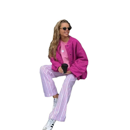 Women's oversized fleece jacket with a cozy lining and fashionable cut NOVAE