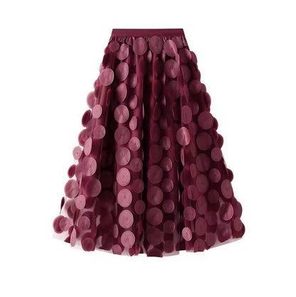 Women's Elegant Tulle Skirt with 3D Floral Appliqués NOVAE