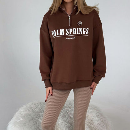 Women's casual sweatshirt with a mid-high collar and graphic print NOVAE