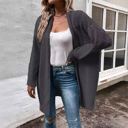 Women's chunky knit cardigan with a wide cut and textured look NOVAE