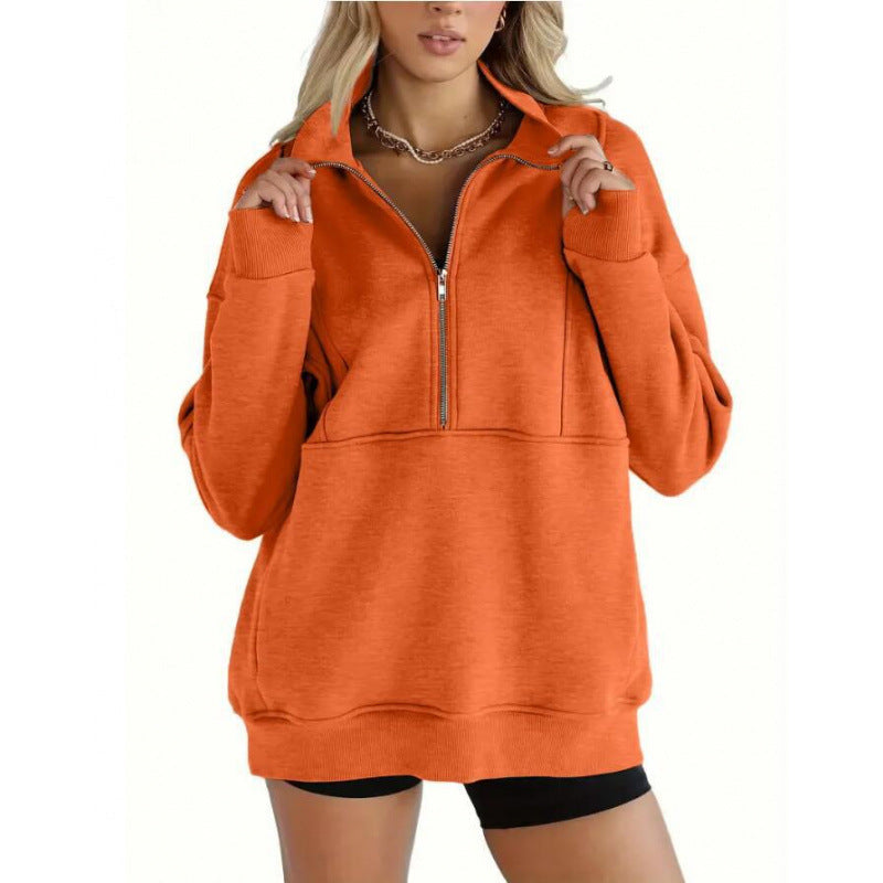 Women's sweatshirt with half zipper and oversized cut NOVAE