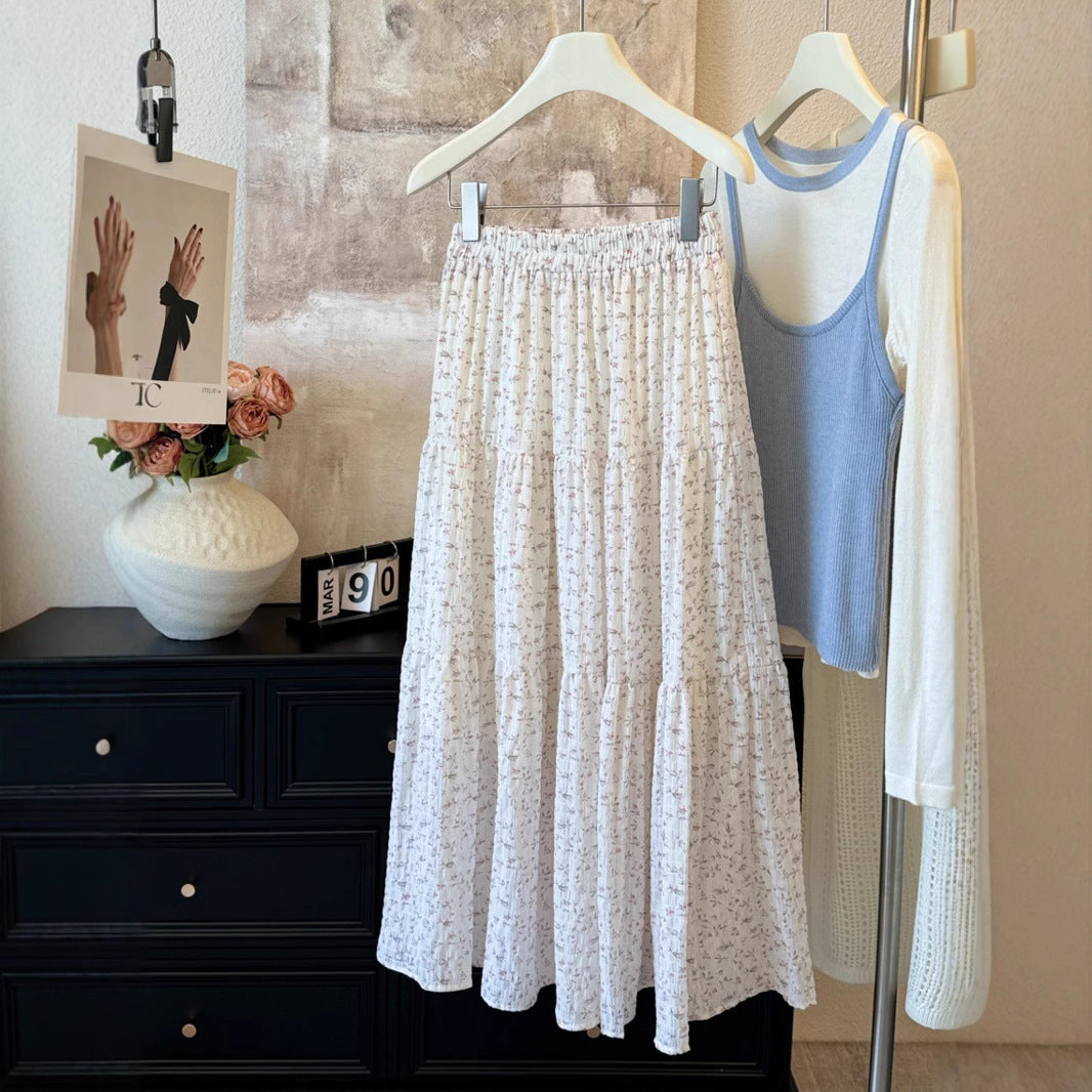 Women's maxi skirt with romantic floral pattern and casual design NOVAE