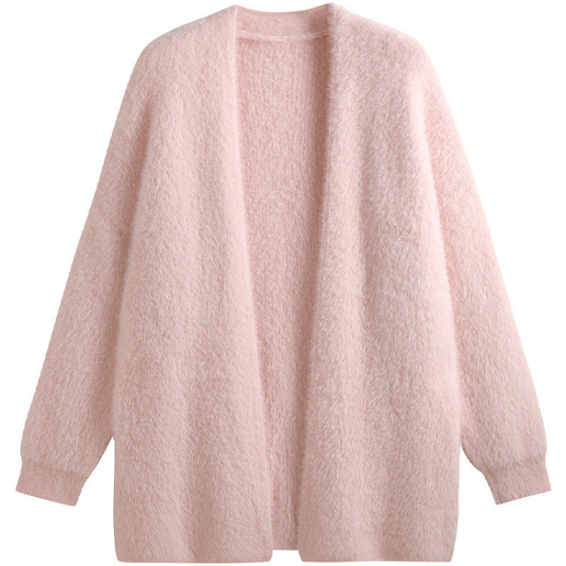 Women's oversized cardigan in soft fleece with an open cut NOVAE