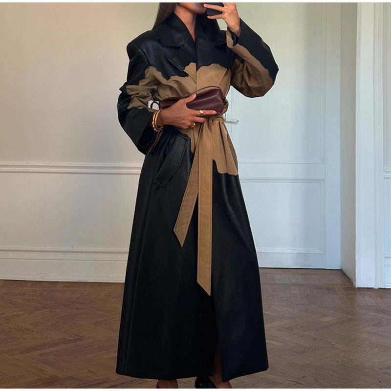 Women's Fashionable Windbreaker Coat with Belt and Pockets NOVAE