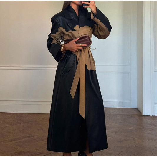 Women's Fashionable Windbreaker Coat with Belt and Pockets NOVAE