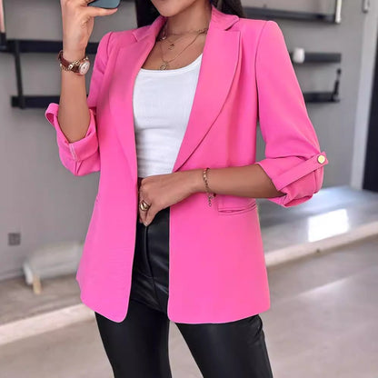 Women's fashionable blazer with rolled-up sleeves and practical pockets NOVAE
