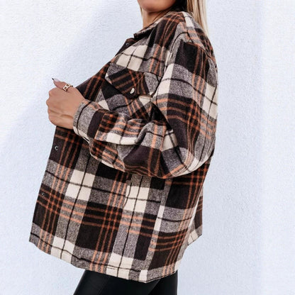 Women's checked overshirt jacket with a relaxed fit and practical pockets NOVAE