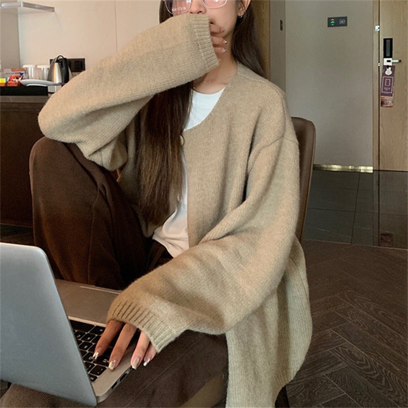 Women's oversized cardigan with soft textures and open fronts NOVAE