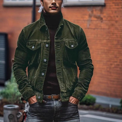 Men's corduroy jacket with classic cut and practical chest pockets NOVAE