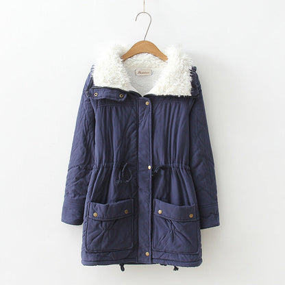 Women's transitional jacket with detachable faux fur collar and practical pockets NOVAE