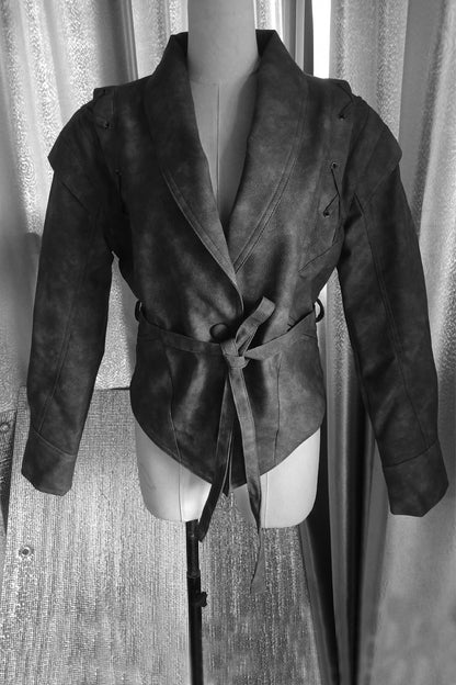 Women's fitted faux leather jacket with playful lacing detail NOVAE