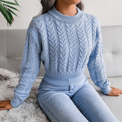 Women's chunky knit sweater with structured cable pattern and fitted cut NOVAE